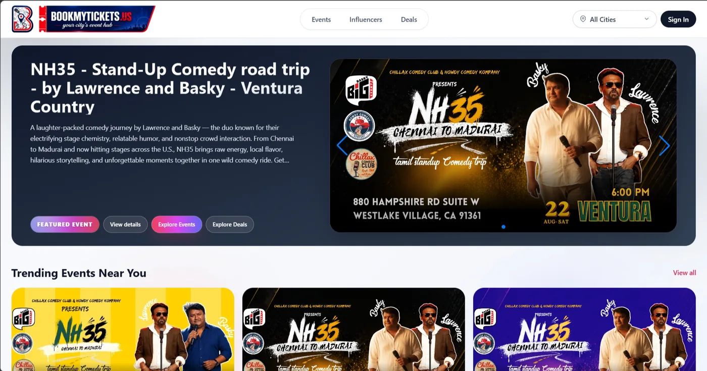 BookMyTickets.us — live site